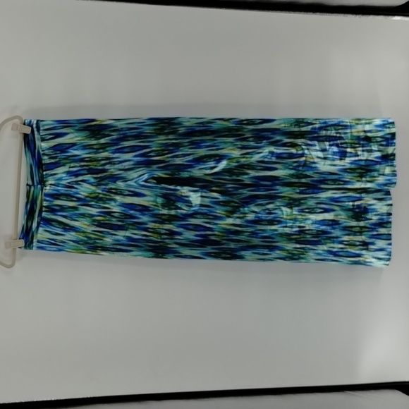 Fashion Nova Enza satin wide leg pant size large blue green combo zip back - Picture 7 of 8